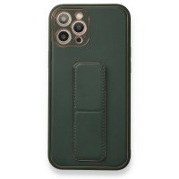 Newface iPhone 12 Pro Max Kılıf Coco Deri Standlı Kapak - Yeşil