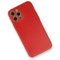 Newface iPhone 12 Pro Max Kılıf Coco Karbon Silikon - Kırmızı