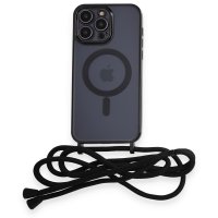 Newface iPhone 12 Pro Max Kılıf Divo Lazer Askılı Magsafe Kapak - Siyah