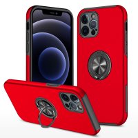 Newface iPhone 12 Pro Max Kılıf Elit Yüzüklü Kapak - Kırmızı