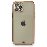Newface iPhone 12 Pro Max Kılıf Liva Taşlı Silikon - Pembe