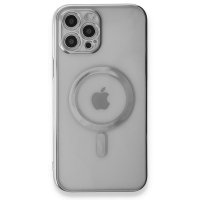 Newface iPhone 12 Pro Max Kılıf Magneticsafe Lazer Silikon - Gümüş