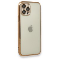 Newface iPhone 12 Pro Max Kılıf Razer Lensli Silikon - Gold