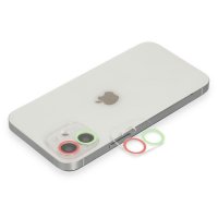 Newface iPhone 12 Renkli Kamera Lens Koruma Cam - Yeşil-Pembe
