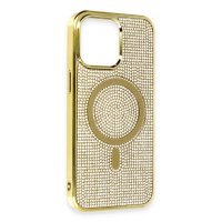 Newface iPhone 13 Kılıf Diamond Magsafe Kapak - Gold