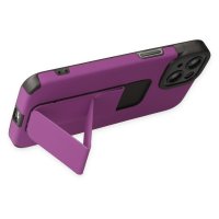 Newface iPhone 13 Kılıf Mega Standlı Silikon - Mor