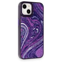 Newface iPhone 13 Kılıf Moda Simli Kapak - Derin Mor