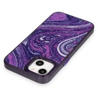 Newface iPhone 13 Kılıf Moda Simli Kapak - Derin Mor