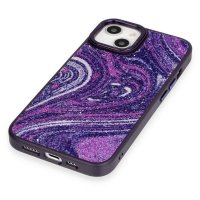 Newface iPhone 13 Kılıf Moda Simli Kapak - Derin Mor