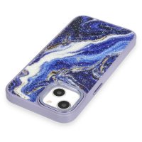Newface iPhone 13 Kılıf Moda Simli Kapak - Mavi