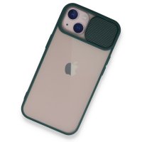 Newface iPhone 13 Kılıf Palm Buzlu Kamera Sürgülü Silikon - Yeşil