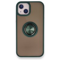 Newface iPhone 13 Mini Kılıf Montreal Yüzüklü Silikon Kapak - Yeşil