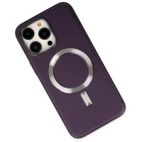 Newface iPhone 13 Pro Kılıf Coco Deri Magneticsafe Silikon - Derin Mor