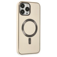 Newface iPhone 13 Pro Kılıf Coco Deri Magneticsafe Silikon - Krem