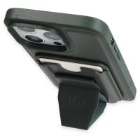 HDD iPhone 13 Pro Kılıf HD Deri Luxury Magnet Kartvizitli Kapak - Koyu Yeşil