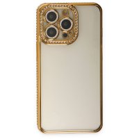 Newface iPhone 13 Pro Kılıf Joke Taşlı Silikon - Gold