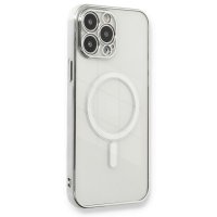 Newface iPhone 13 Pro Kılıf Magneticsafe Lazer Silikon - Gümüş
