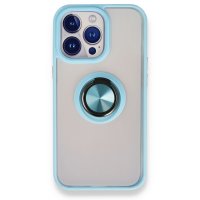 Newface iPhone 13 Pro Kılıf Montreal Yüzüklü Silikon Kapak - Buz Mavi