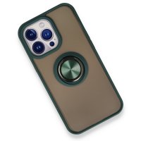 Newface iPhone 13 Pro Kılıf Montreal Yüzüklü Silikon Kapak - Yeşil