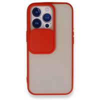Newface iPhone 13 Pro Kılıf Palm Buzlu Kamera Sürgülü Silikon - Kırmızı
