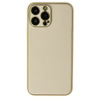 Newface iPhone 13 Pro Max Kılıf Coco Deri Silikon Kapak - Gold