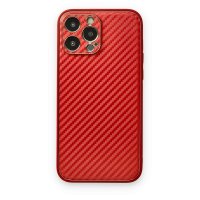 Newface iPhone 13 Pro Max Kılıf Coco Karbon Silikon - Kırmızı