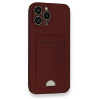 Newface iPhone 13 Pro Max Kılıf Kelvin Kartvizitli Silikon - Bordo