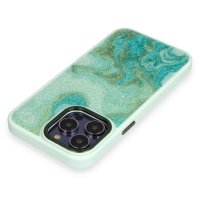 Newface iPhone 13 Pro Max Kılıf Moda Simli Kapak - Yeşil
