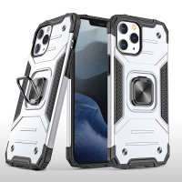 Newface iPhone 13 Pro Max Kılıf Zegna Yüzüklü Silikon Kapak - Gümüş