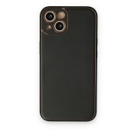 Newface iPhone 14 Kılıf Coco Deri Silikon Kapak - Siyah