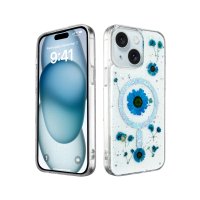 Newface iPhone 14 Kılıf Daisy Simli Magsafe Kapak - Mavi