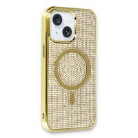 Newface iPhone 14 Kılıf Diamond Magsafe Kapak - Gold