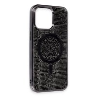 Newface iPhone 14 Kılıf Diamond Magsafe Kapak - Siyah