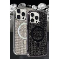 Newface iPhone 14 Kılıf Diamond Magsafe Kapak - Siyah