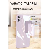 Newface iPhone 14 Kılıf Glass Kapak - Lila