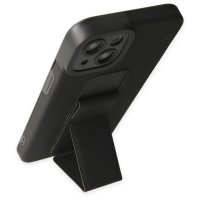 Newface iPhone 14 Kılıf Mega Standlı Silikon - Siyah