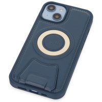 Newface iPhone 14 Kılıf Merkür Magneticsafe Standlı Kapak - Lacivert