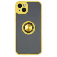 Newface iPhone 14 Kılıf Montreal Yüzüklü Silikon Kapak - Sarı