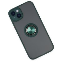 Newface iPhone 14 Kılıf Montreal Yüzüklü Silikon Kapak - Yeşil