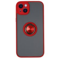 Newface iPhone 14 Plus Kılıf Montreal Yüzüklü Silikon Kapak - Kırmızı