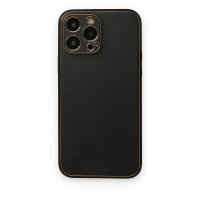 Newface iPhone 14 Pro Kılıf Coco Deri Silikon Kapak - Siyah