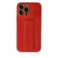 Newface iPhone 14 Pro Kılıf Coco Deri Standlı Kapak - Kırmızı