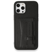 HDD iPhone 14 Pro Kılıf HD Deri Kartvizitli Kapak - Siyah