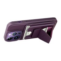 HDD iPhone 14 Pro Kılıf HD Deri Luxury Magnet Kartvizitli Kapak - Derin Mor