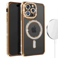 Newface iPhone 14 Pro Kılıf Joke Simli Magneticsafe Kılıf - Gold