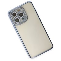 Newface iPhone 14 Pro Kılıf Joke Taşlı Silikon - Mavi