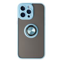 Newface iPhone 14 Pro Kılıf Montreal Yüzüklü Silikon Kapak - Buz Mavi