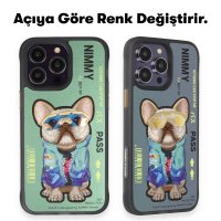 Newface iPhone 14 Pro Kılıf Nimmy Glass Desenli Kapak - Koyu Yeşil