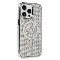 Newface iPhone 14 Pro Max Kılıf Diamond Magsafe Kapak - Gümüş
