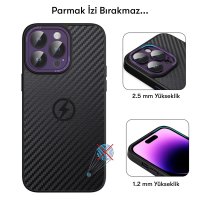 Newface iPhone 14 Pro Max Kılıf Harbon Magneticsafe Karbon Kapak - Derin Mor